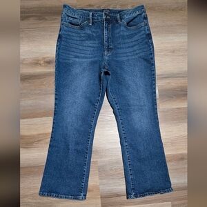 Scoop Kick Crop High Rise Stretch Comfort Blue Jeans Size 12